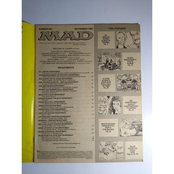 MAD Magazine Sept 1988 California Raisons St Elsewhere A Different World TV 281 - Picture 2 of 6